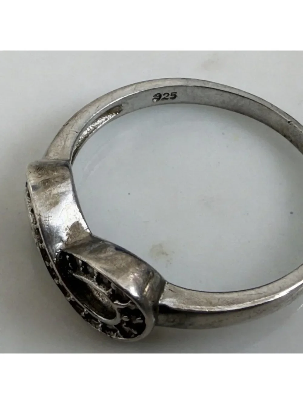 Vintage 90s 925 Silver Infinity RIng Clear Spinel Stones Size 8 3/4 - Picture 7 of 10